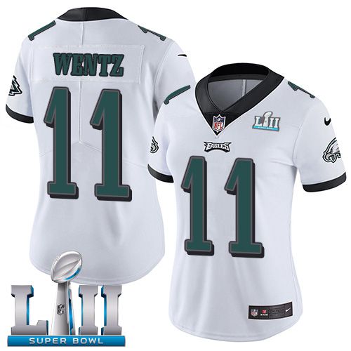 Women Philadelphia Eagles #11 Wentz White Limited 2018 Super Bowl NFL Jerseys